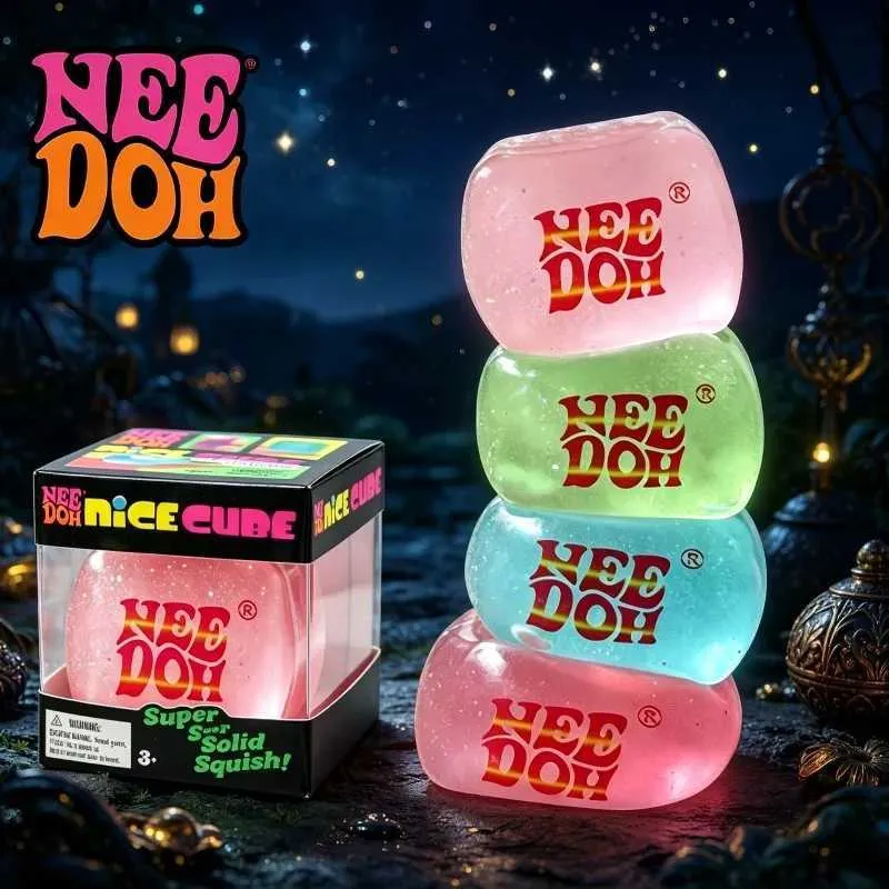 NeeDoh Nice Cube Glow – קוביית לחץ נוצצת | נידו נייס קיוב