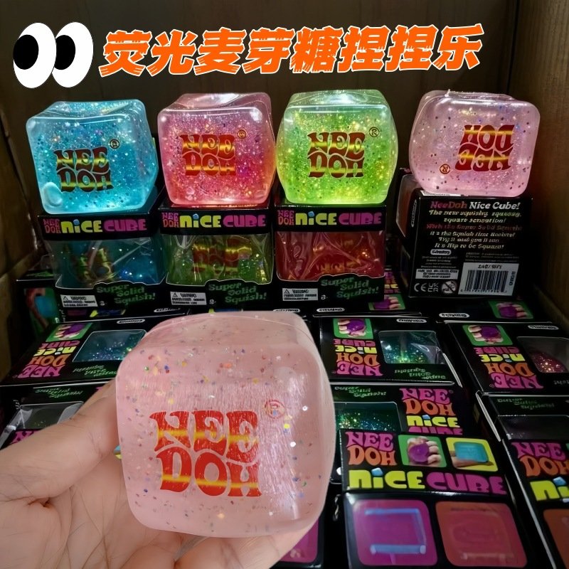 NeeDoh Nice Cube Glow – קוביית לחץ נוצצת | נידו נייס קיוב – תמונה 2